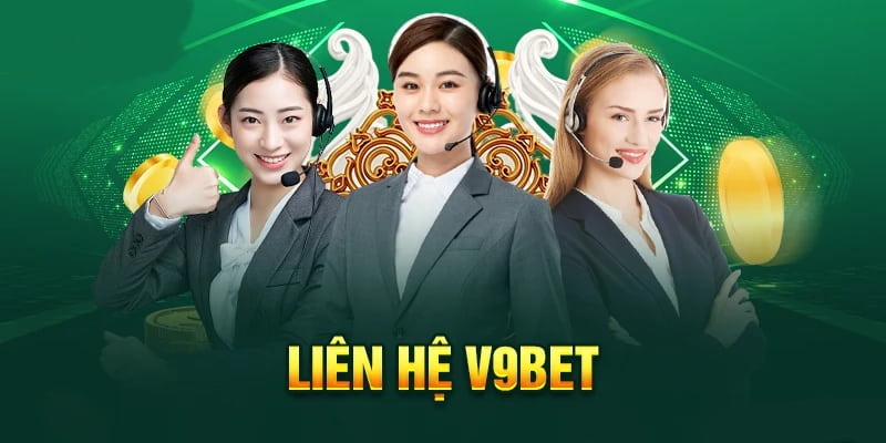 Các phương thức liên hệ được hiển thị trên giao diện trang chủ V9BET 